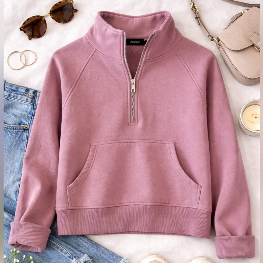 Automet Mauve Quarter Zip Pullover Sweatshirt Size Large scuba